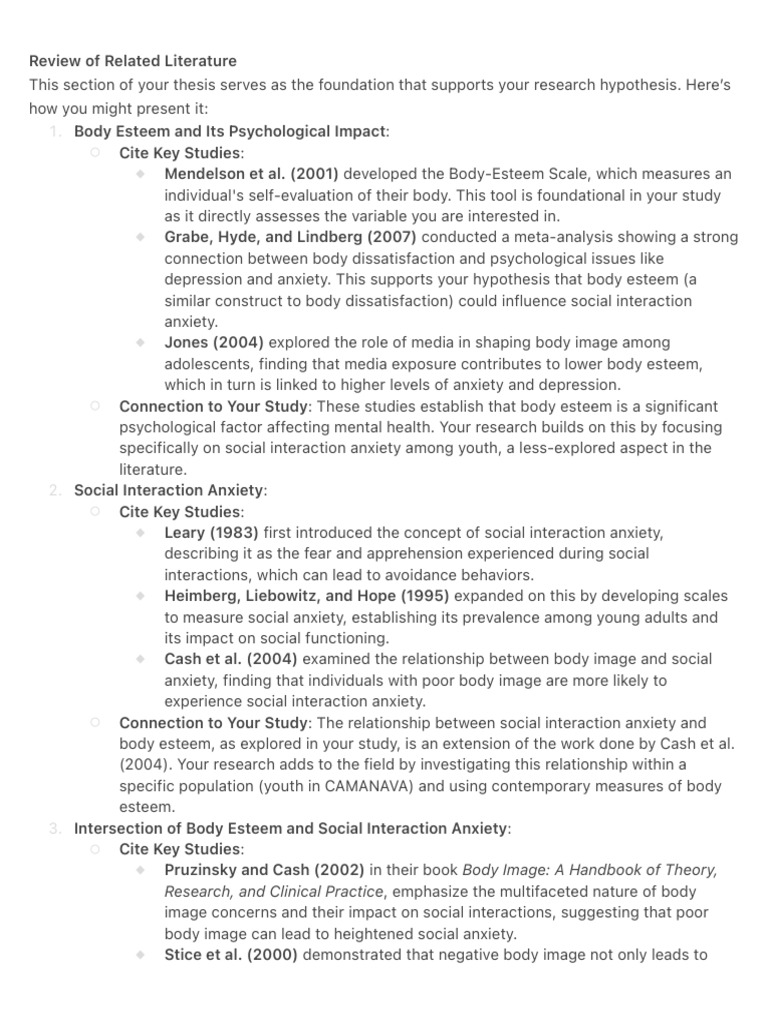 Body Esteem and Social Anxiety in Youth | PDF | Anxiety | Self Esteem