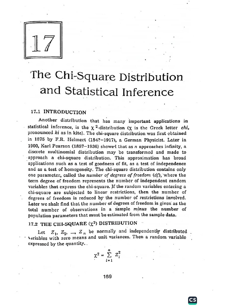 Chapter 17 The Chi Square Distribution and Statistical Inference | PDF