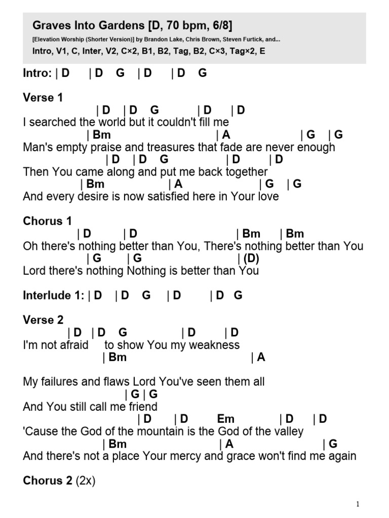 Graves Into Gardens Lyrics and Chords | PDF | Christian Music | Popular Music