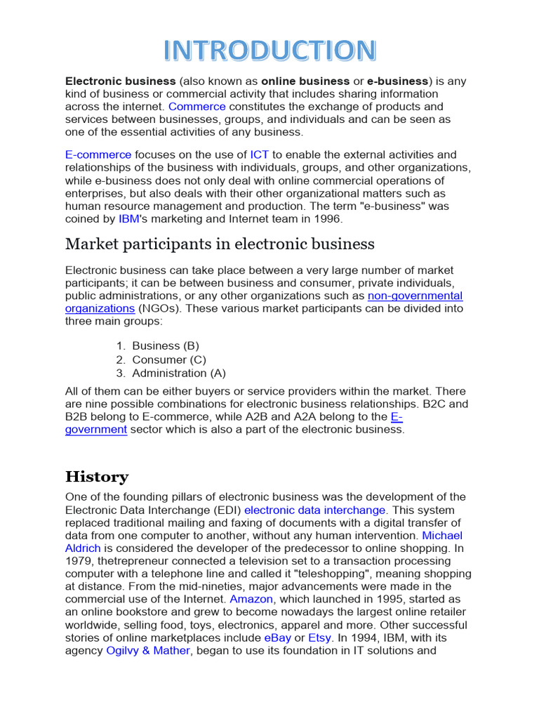 Understanding E-Business and E-Commerce | PDF | Electronic Business | E ...