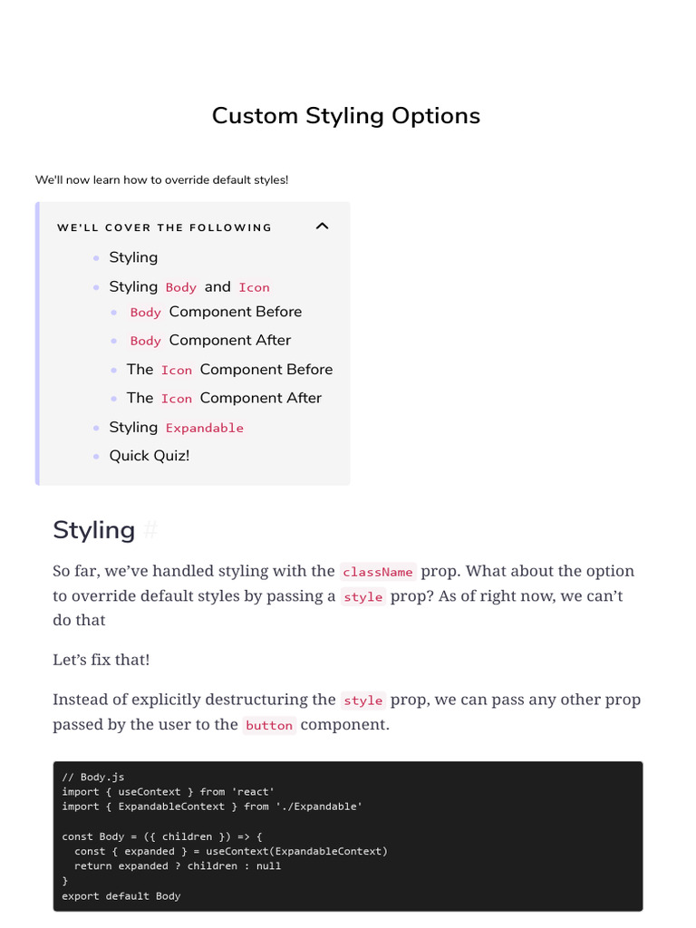 Customizing React Component Styles | PDF | Computer Programming ...