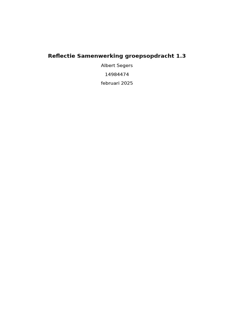 Reflectie Samenwerking Groepsopdracht 1.3 | PDF