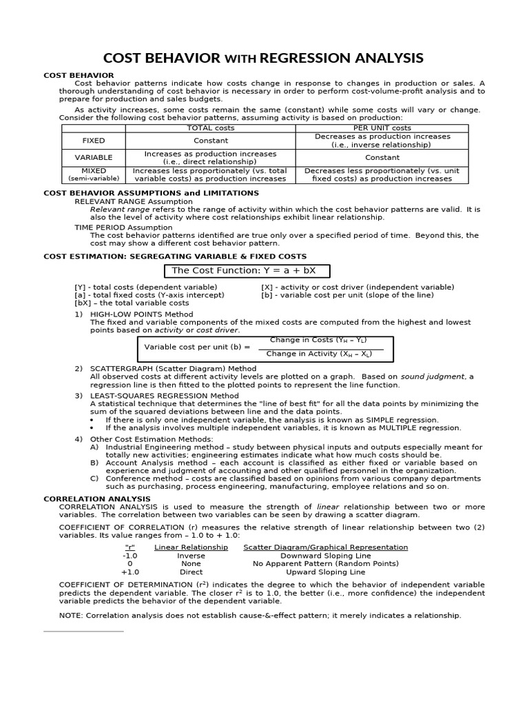 Cost Behavior With Regression Analysis | PDF | Regression Analysis ...