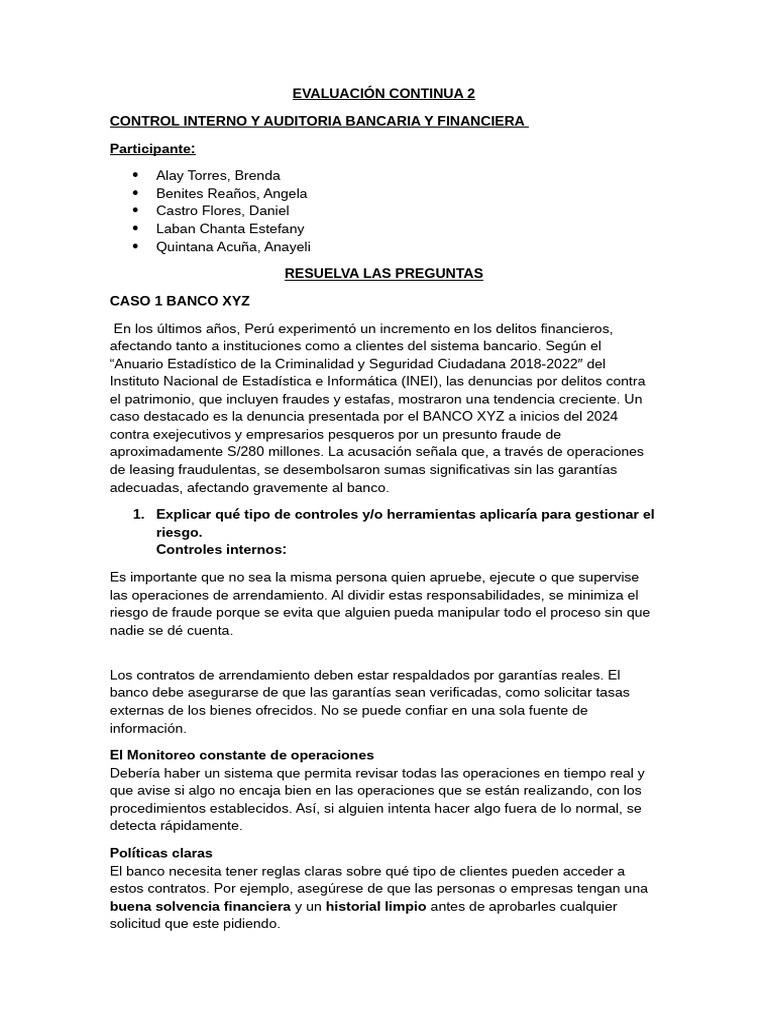 Control Interno y Auditoría en Finanzas | PDF | Auditoría | Bancos