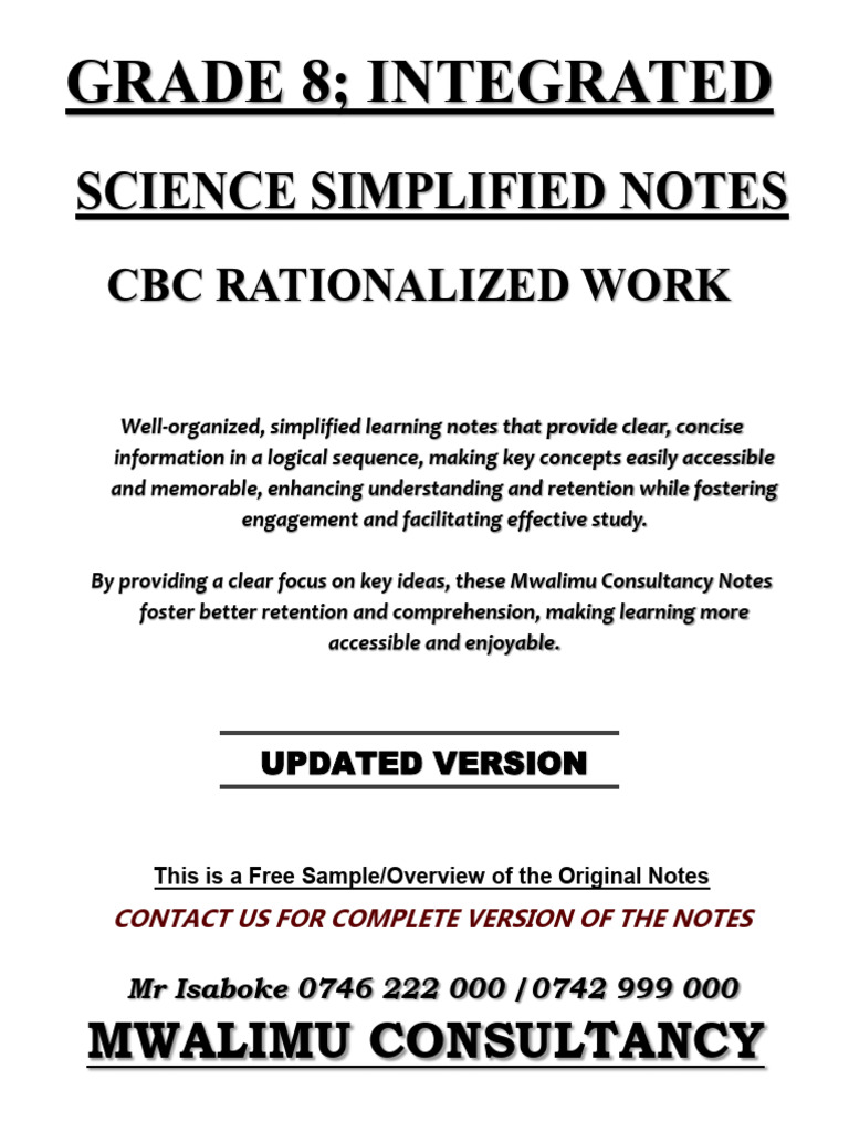 Grade 8 Integrated Science Notes | PDF | Cell (Biology) | Chemical Elements