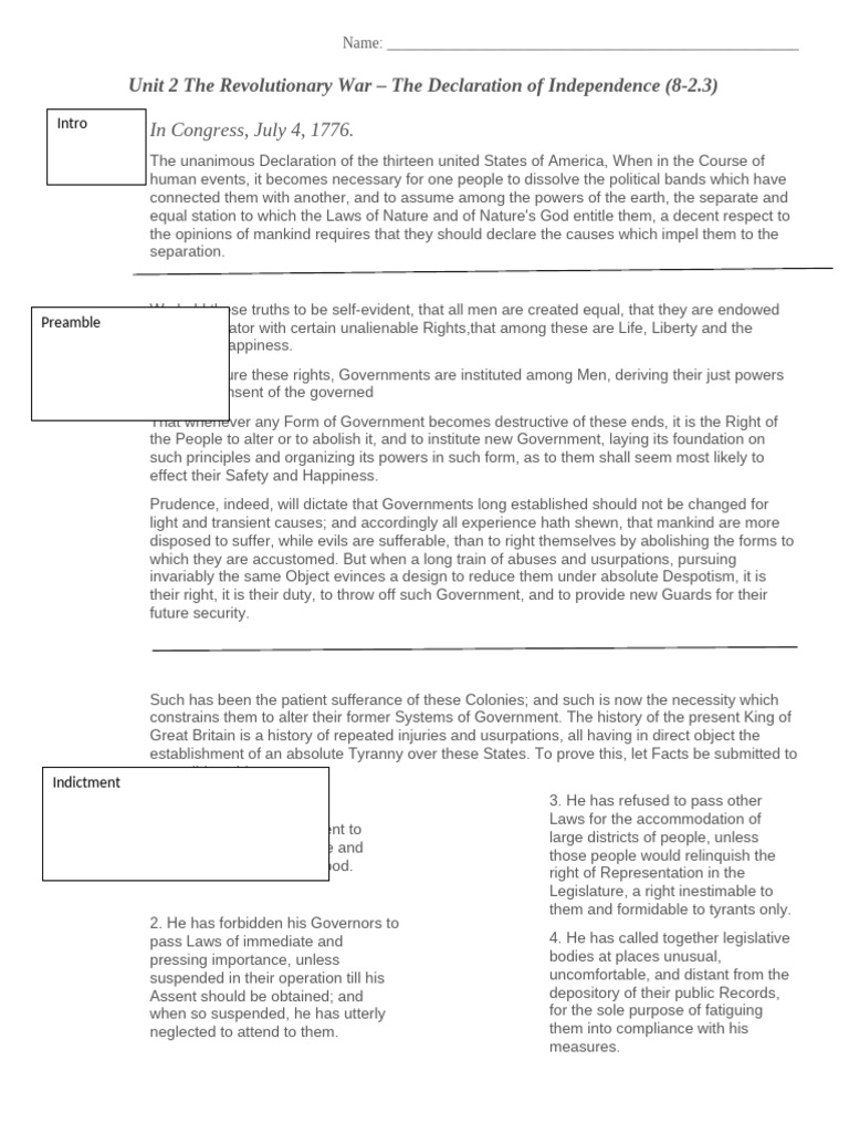 Declaration of Independence Overview | PDF | United States Declaration ...