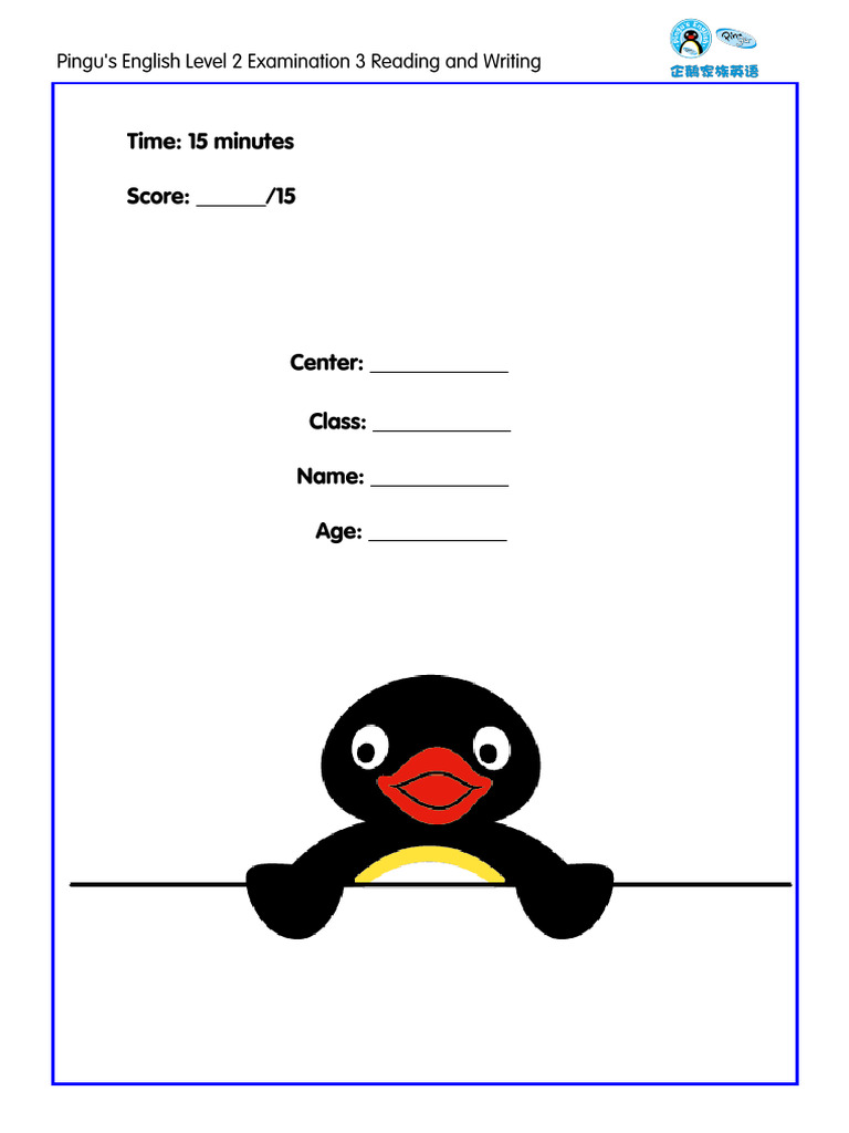 PE Reading and Writing Papers - Level 2 Test 3 | PDF