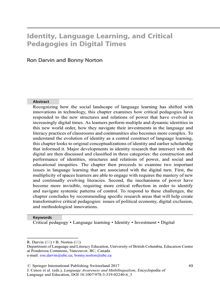 Identity and Language Learning in Digital Age | PDF | Pedagogy | Learning