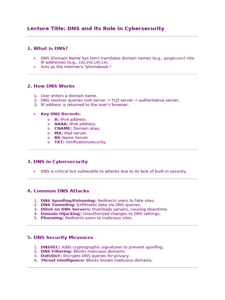 DNS Security in Cybersecurity Explained | PDF | Domain Name System ...