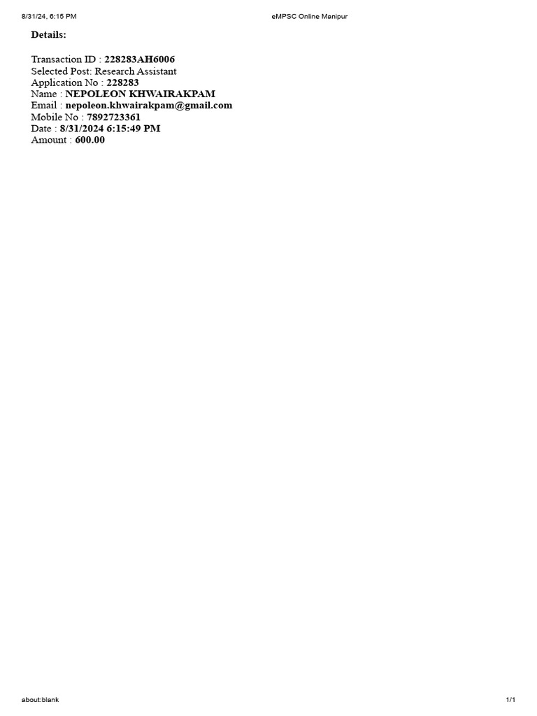 Research Assistant Application Details | PDF