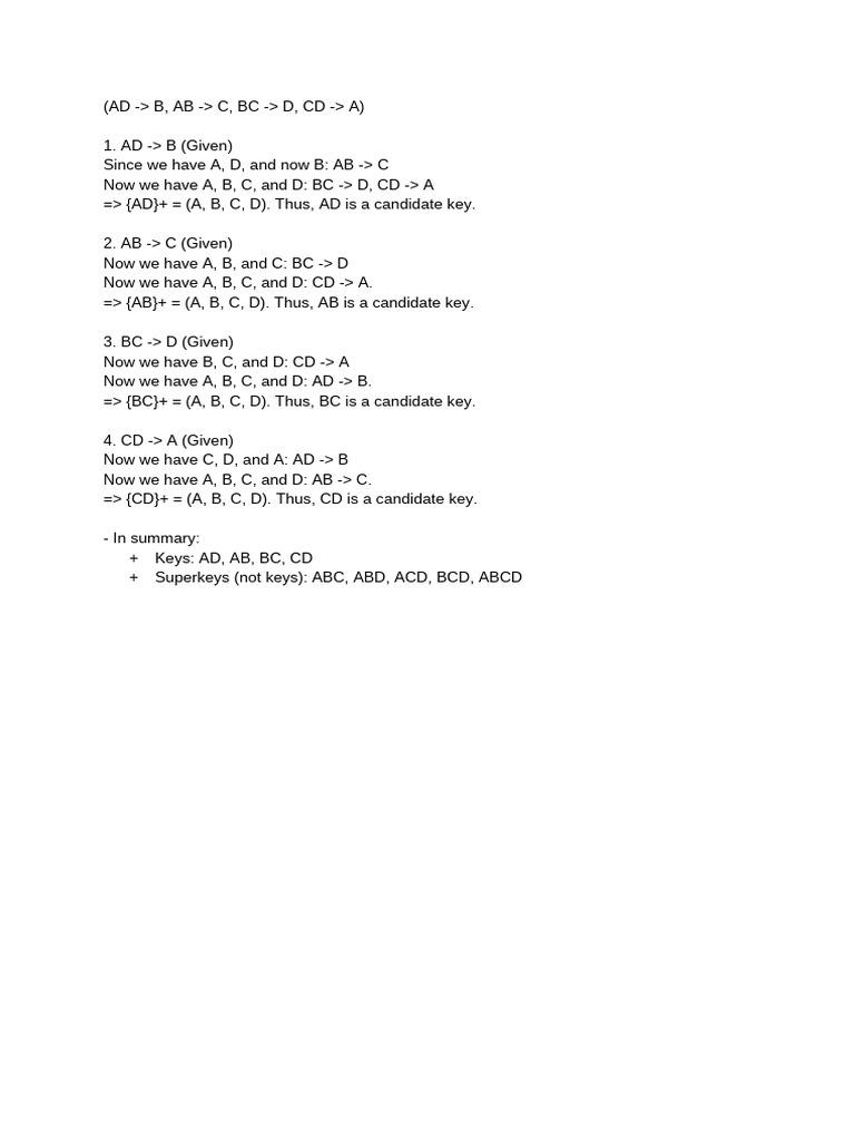Database Candidate Keys Analysis | PDF