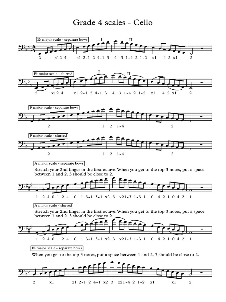 Grade 4 Scales Sheet Cello | PDF