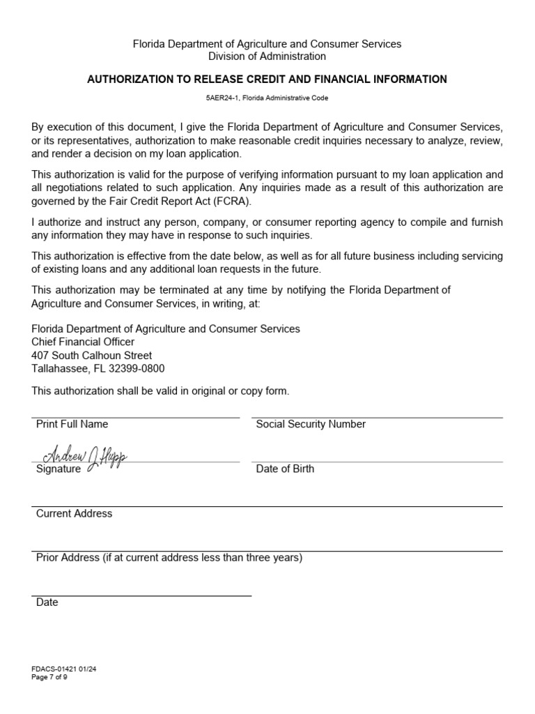 Financial Release Authorization | PDF