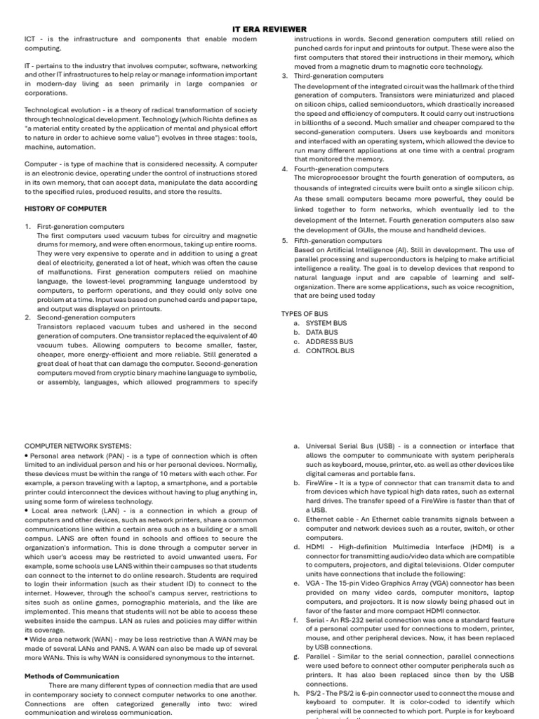 Overview of Computer Generations and Networks | PDF | World Wide Web ...