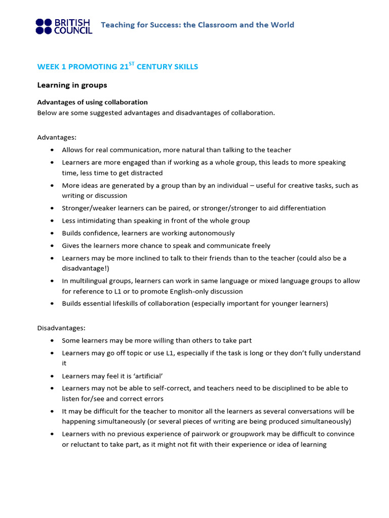 Advantages and Disadvantages of Collaboration | PDF