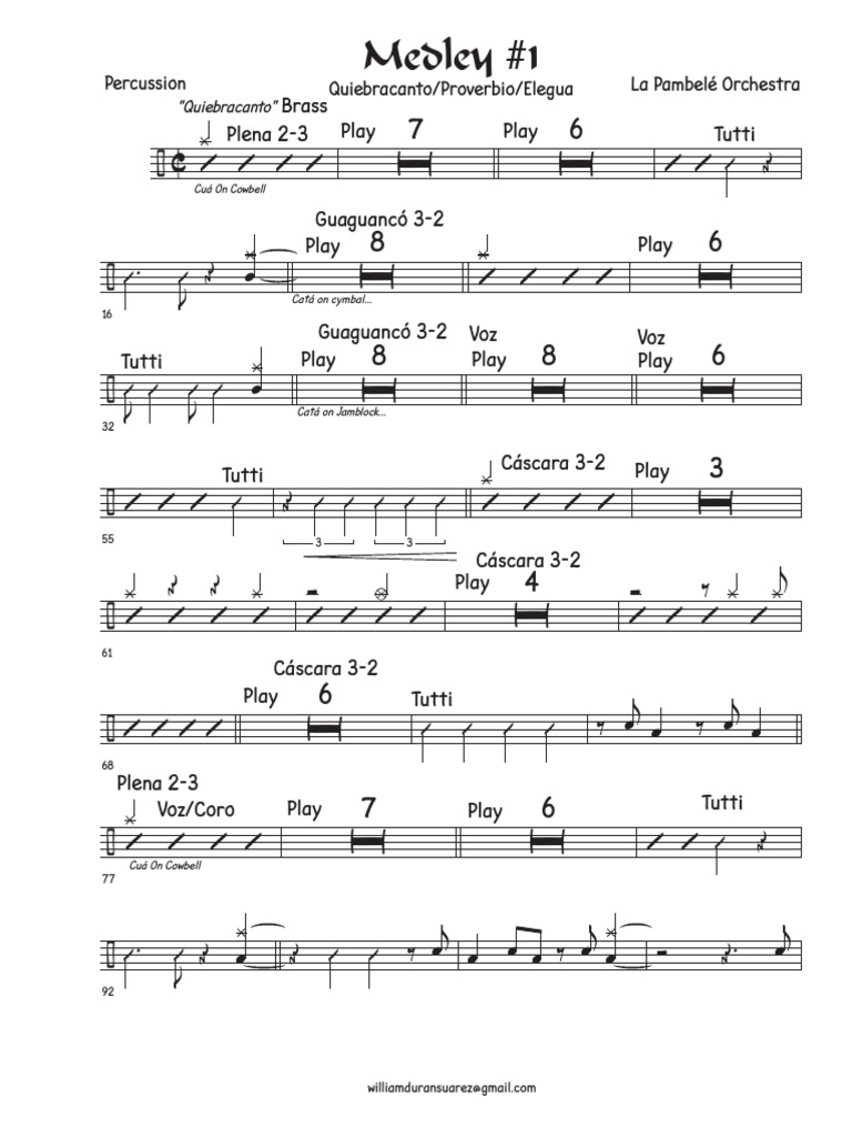Medley # 1 - Percussion | PDF | Musical Instruments | Percussion ...
