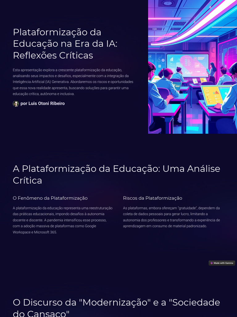 Plataformização da Educação e IA: Desafios | PDF | Pedagogia ...
