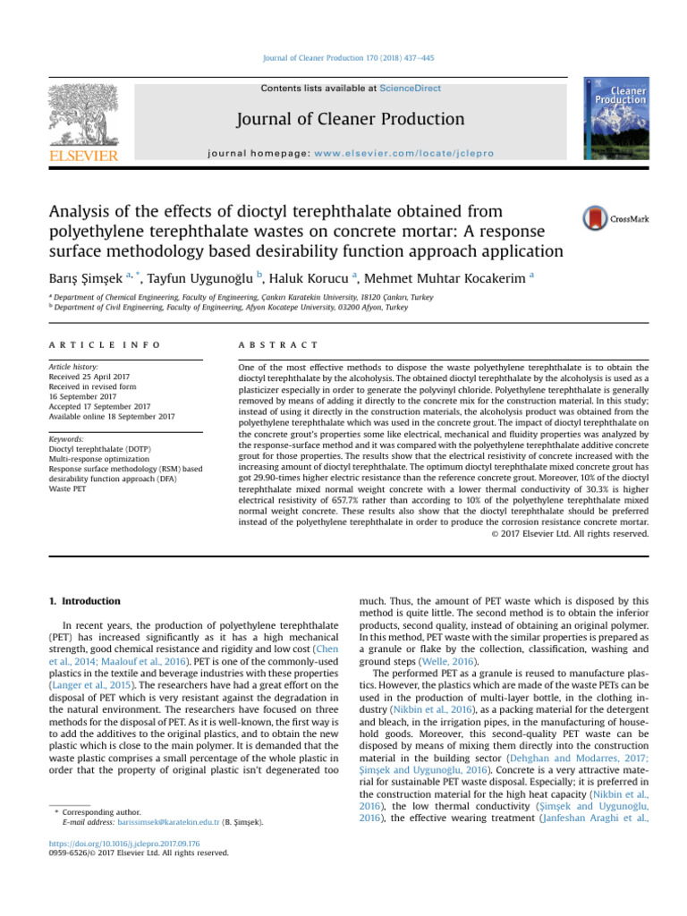 2018-Analysis of The Effect-Dioctyl Terephthlate | PDF | Concrete | Plastic