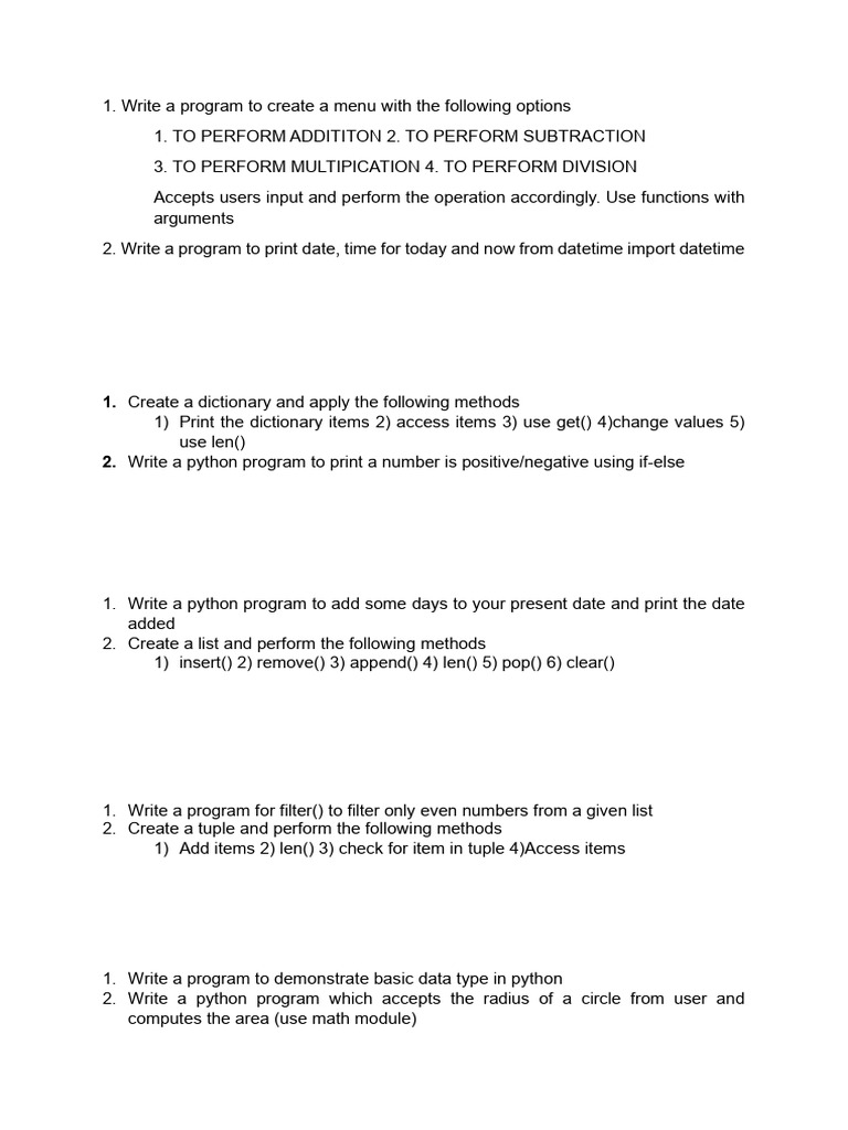 Practical Exam question paper | PDF