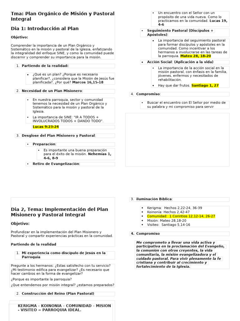Plan Orgánico de Misión Pastoral Integral | PDF | Evangelización ...