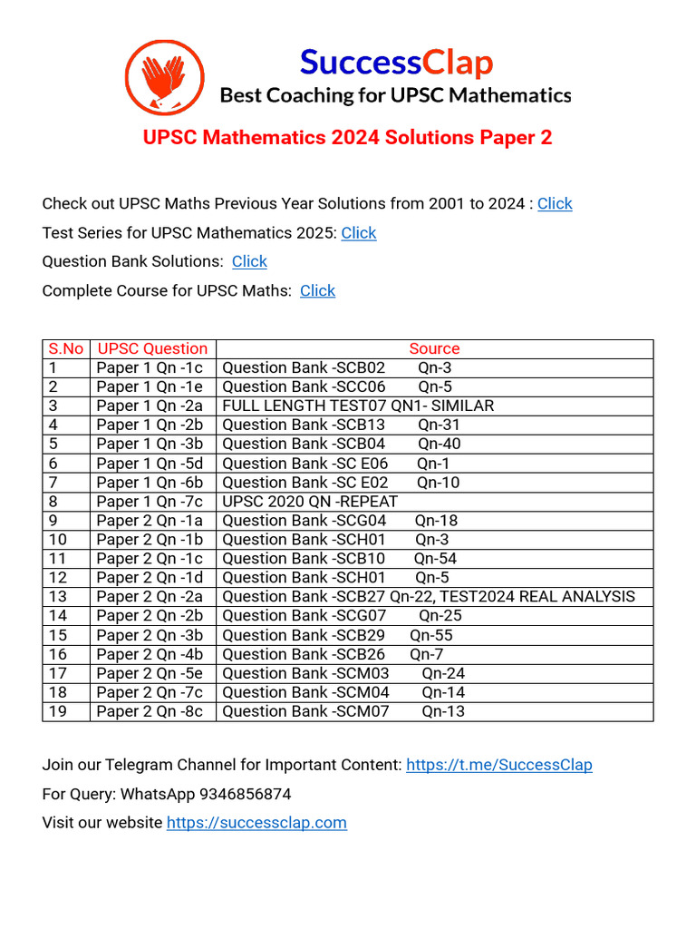 UPSC Mathematics Paper 2 Solutions 2024 | PDF | Vortices | Limit ...