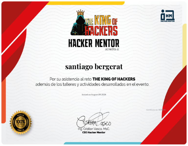 Certificate Of Santiago Bergerat Pdf