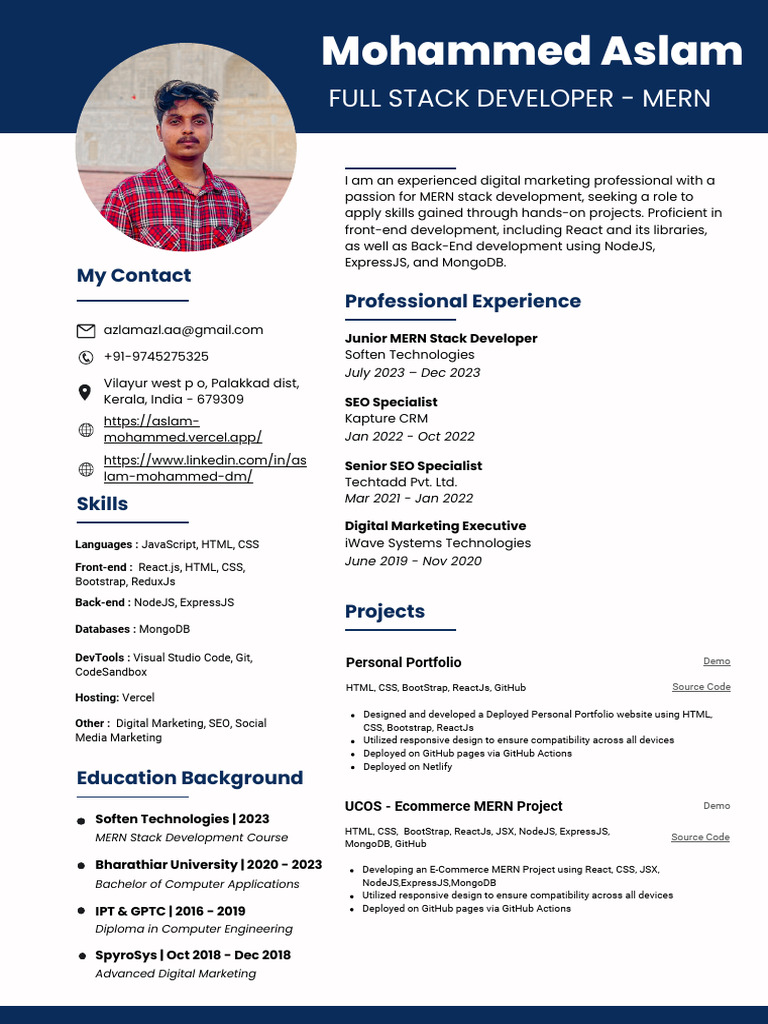MERN Stack Developer Portfolio | PDF | Bootstrap (Front End Framework ...