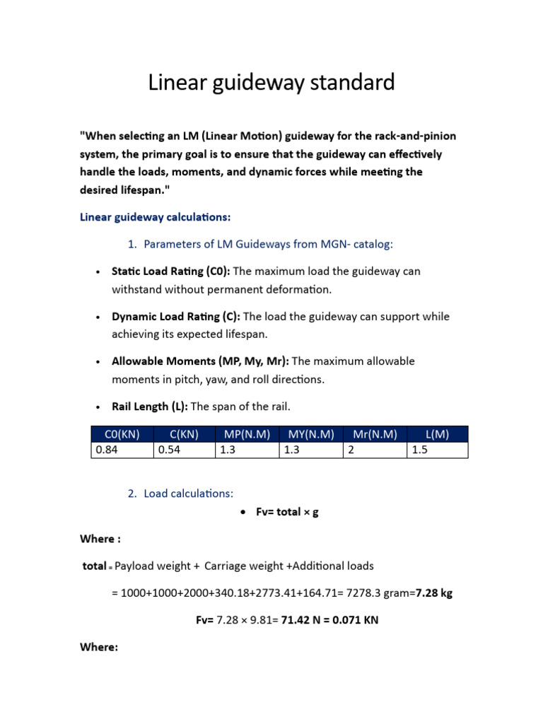 Linear Guideway Sizing Calculator | PDF | Mechanical Engineering ...