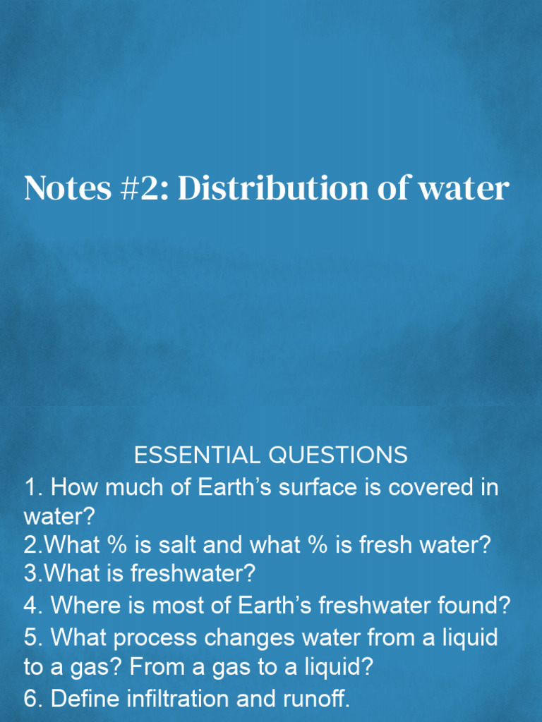 Notes #2 - Distribution of Water | PDF | Aquifer | Water
