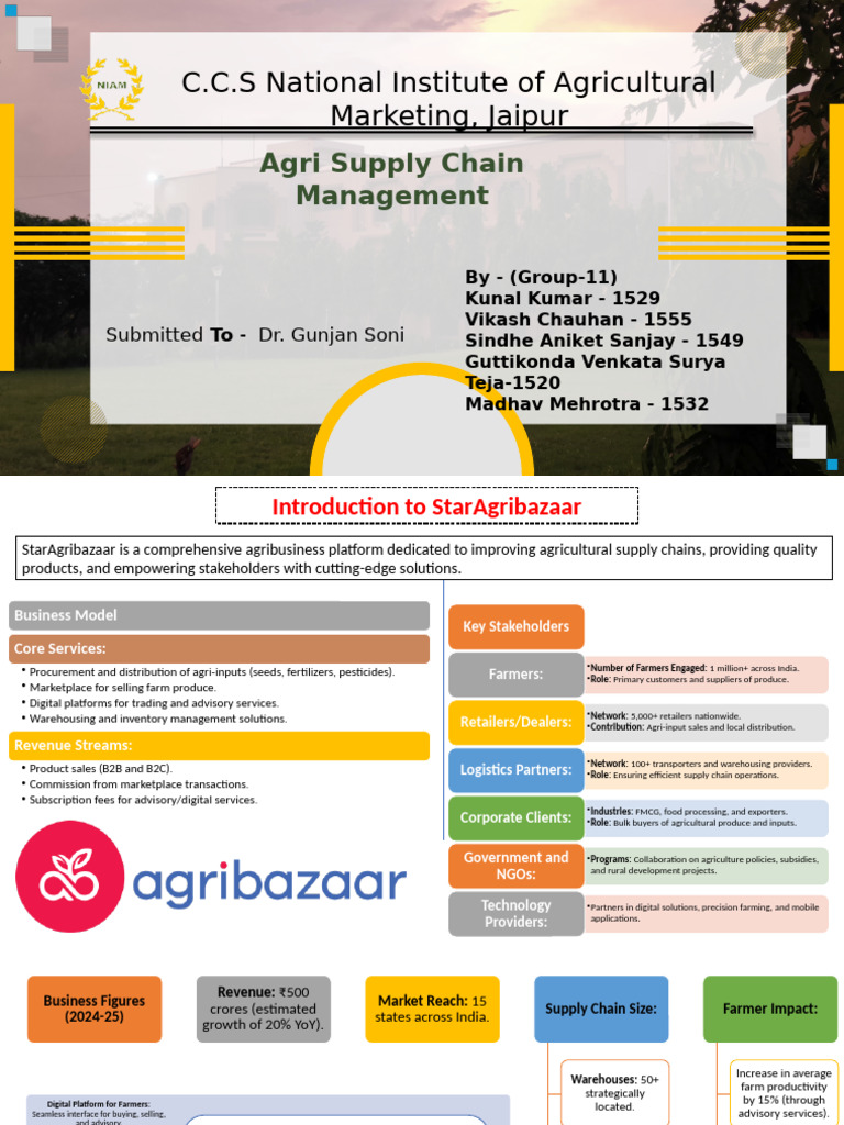 StarAgribazaar: Optimizing Agri Supply Chains | PDF | Supply Chain ...