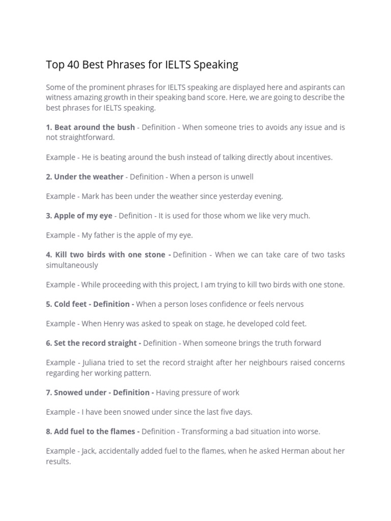 Essential IELTS Speaking Phrases | PDF