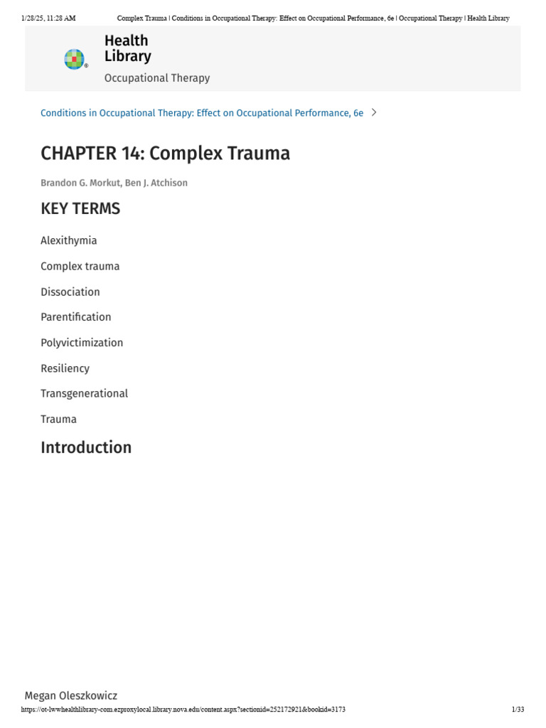 Understanding Complex Trauma in OT | PDF | Child Abuse | Psychological ...