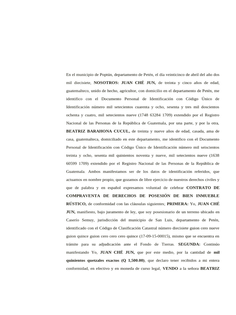 Contrato de Compraventa en Poptún | PDF | Guatemala