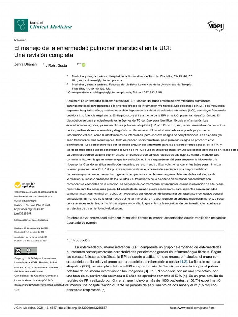 The Management of Interstitial Lung Disease in The ICU A Comprehensive ...