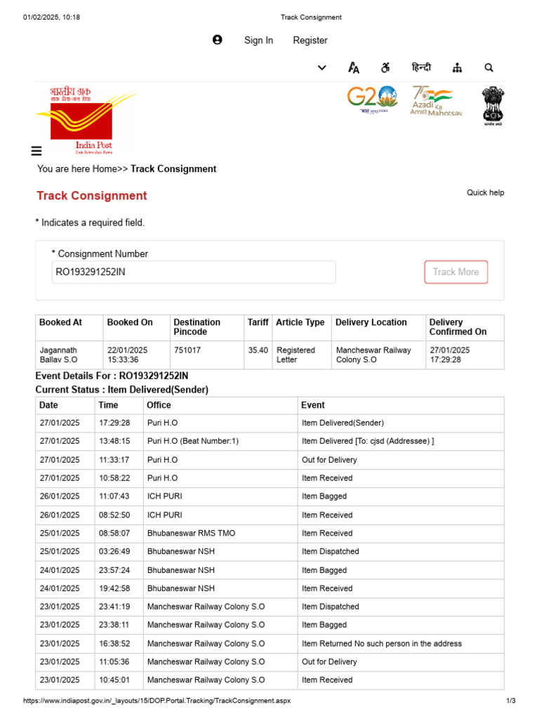 Track Consignment - Dibakar Prasad | PDF