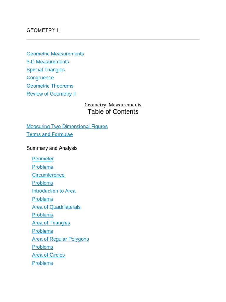 Geometry II: Area and Perimeter Concepts | PDF | Area | Triangle