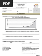 3º Teste Evolução População
