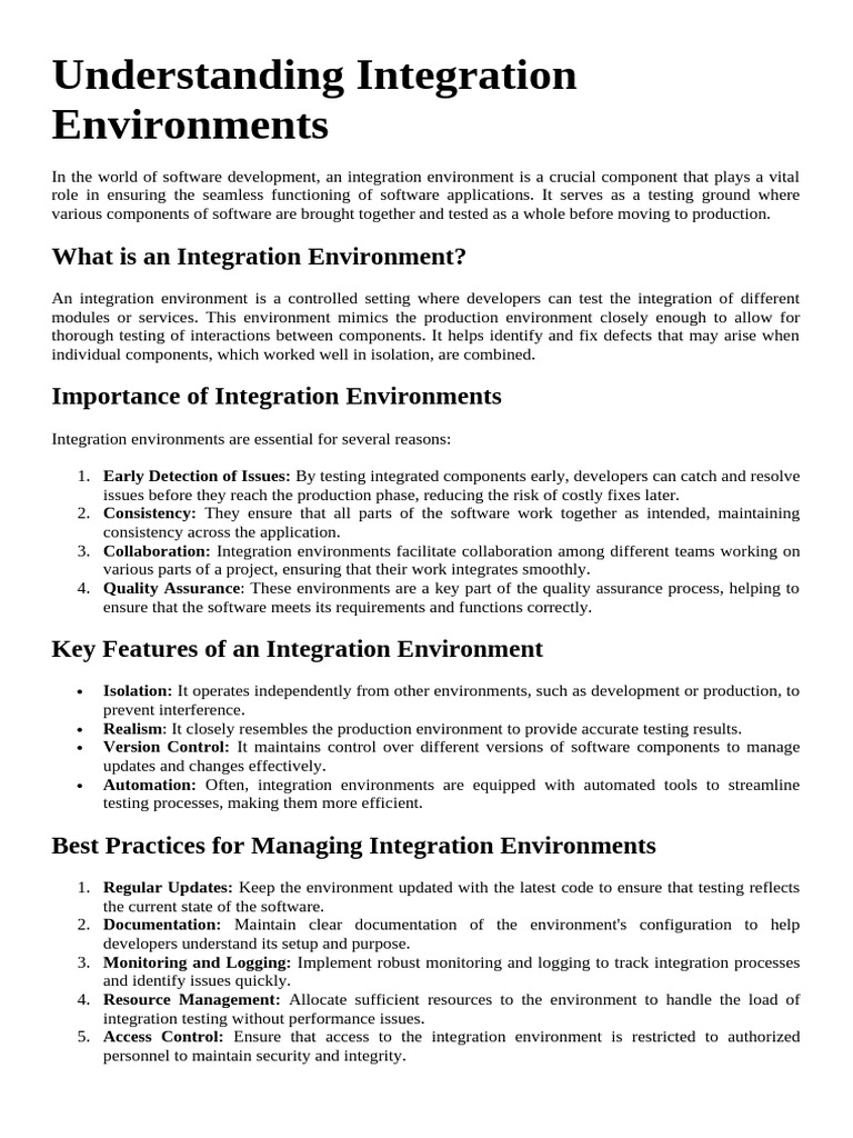Understanding Integration Environments Topic 2 | PDF | Software Testing ...