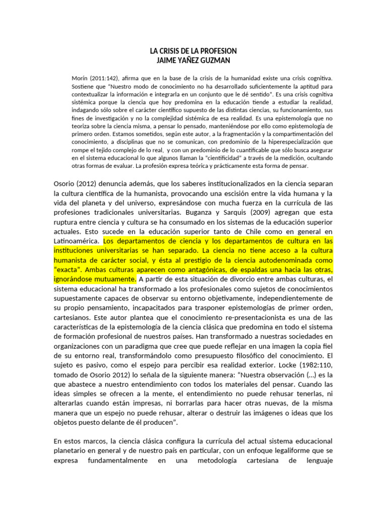 Crisis Cognitiva en la Educación Superior | PDF | Conocimiento ...