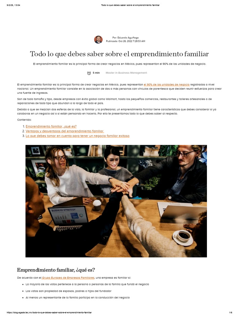 Emprendimiento Familiar en México: Guía Esencial | PDF | Business ...