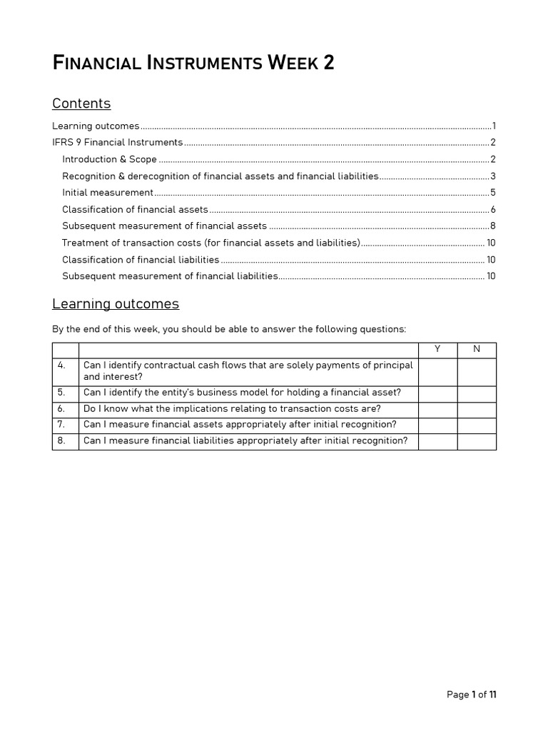 Financial+instruments+ Week+2+ Notes+ Additional | PDF | Fair Value ...