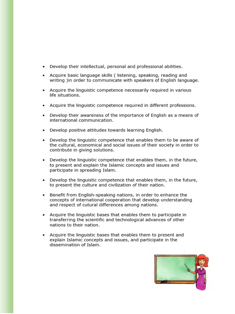 Teaching English Objectives in KSA | PDF | English Language | Linguistics