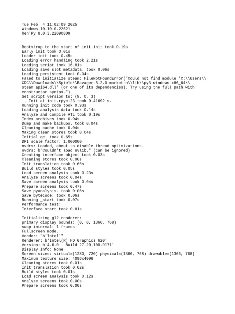 Ren'Py 8.0.3 Initialization Log | PDF | Computer Engineering | Computer ...