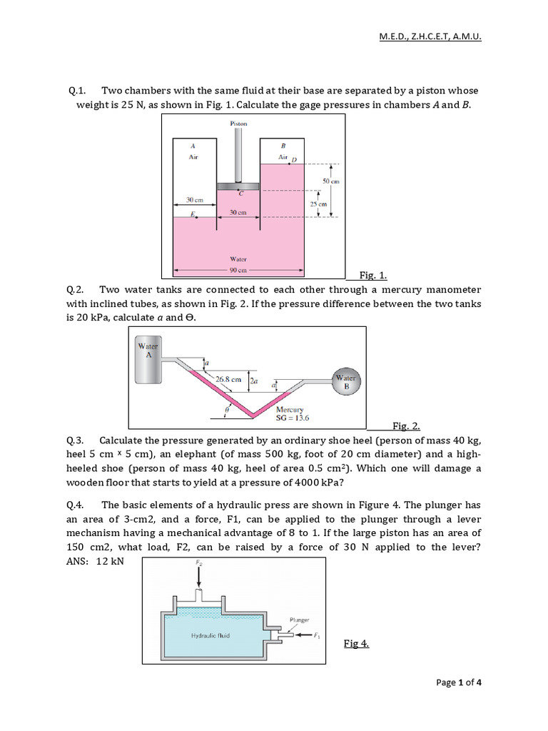 Thermal Sciences Tutorial Questions | PDF | Pressure | Pressure Measurement