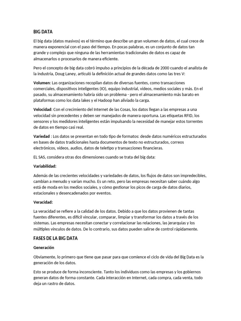 Introducción al Big Data y su Análisis | PDF | Procesamiento de datos ...