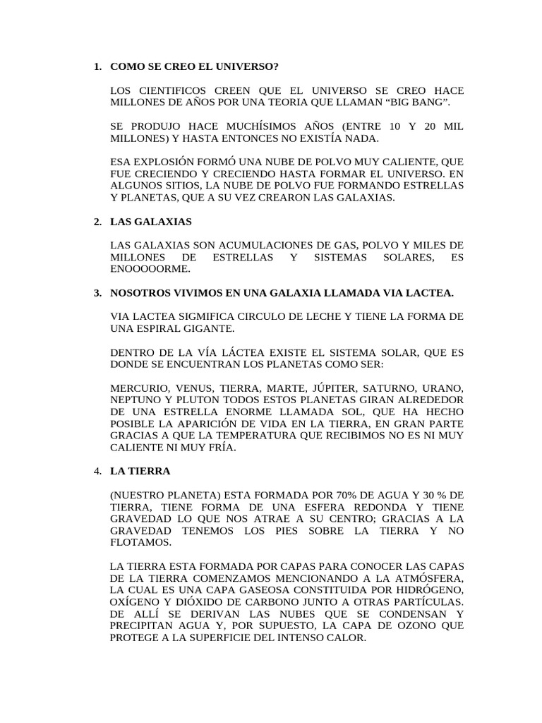 Creación del Universo y la Tierra | PDF | Tierra | Luna