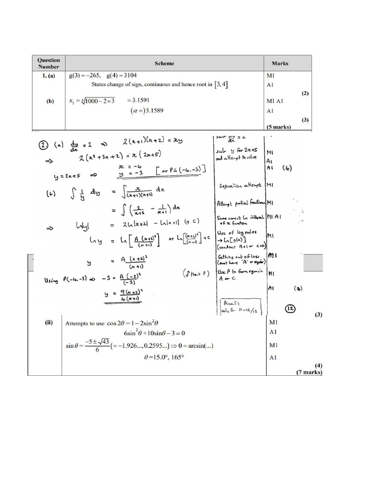 Test 1 Mark Scheme | PDF