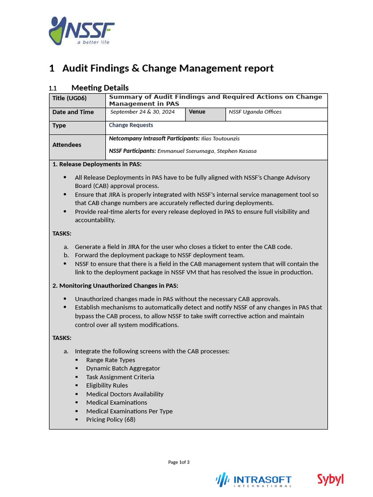 Change Management Audit Findings Report | PDF | Databases | Computer ...