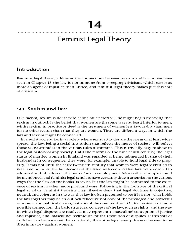 Feminist Legal Theory: Law and Sexism | PDF | Feminism | Gender Studies