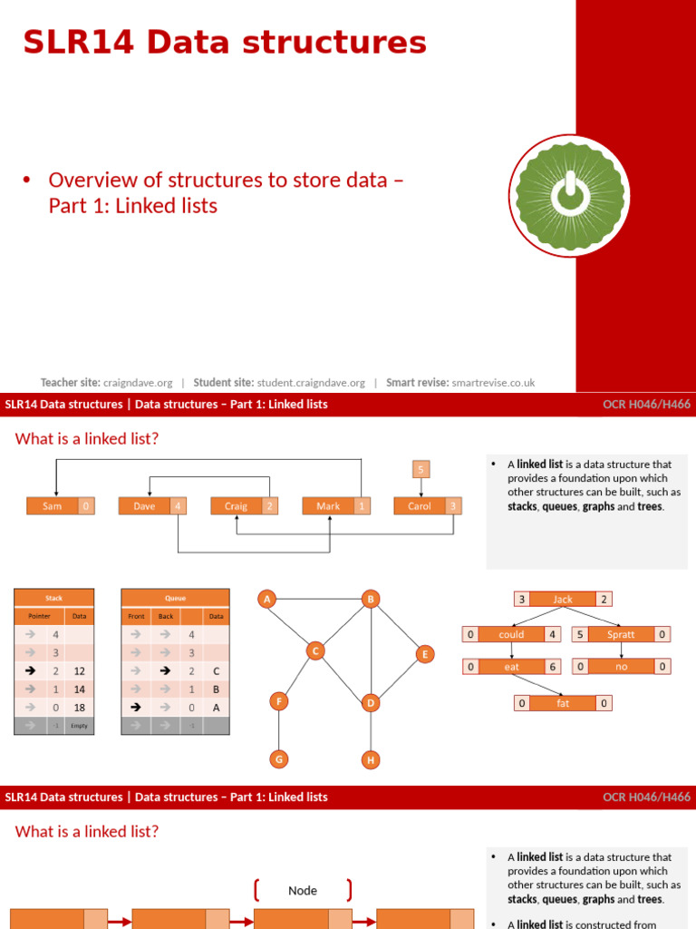 OCR A Level (H046-H446) Data Structures Part 1 - Linked Lists | PDF ...